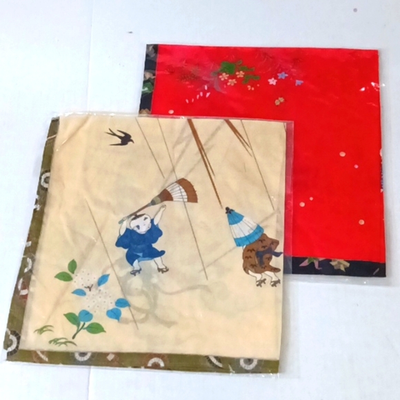 Two NEW Colorful 100% Cotton Chinese Kerchief Squares 18" x 18" - Picture 2 of 6